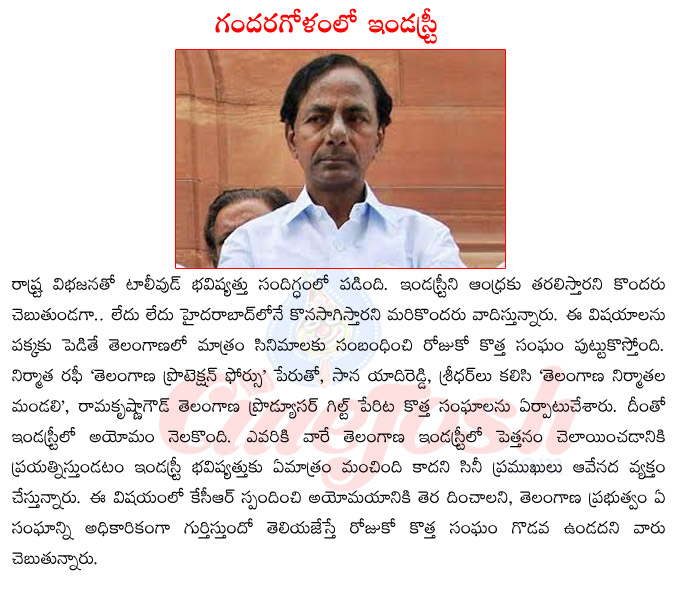 telangana cimnema industry,telnagana nirmathala mandali,telnagana cm kcr,telnagana cm jkcr interfer in tollywood,tollywood moving to vizag  telangana cimnema industry, telnagana nirmathala mandali, telnagana cm kcr, telnagana cm jkcr interfer in tollywood, tollywood moving to vizag